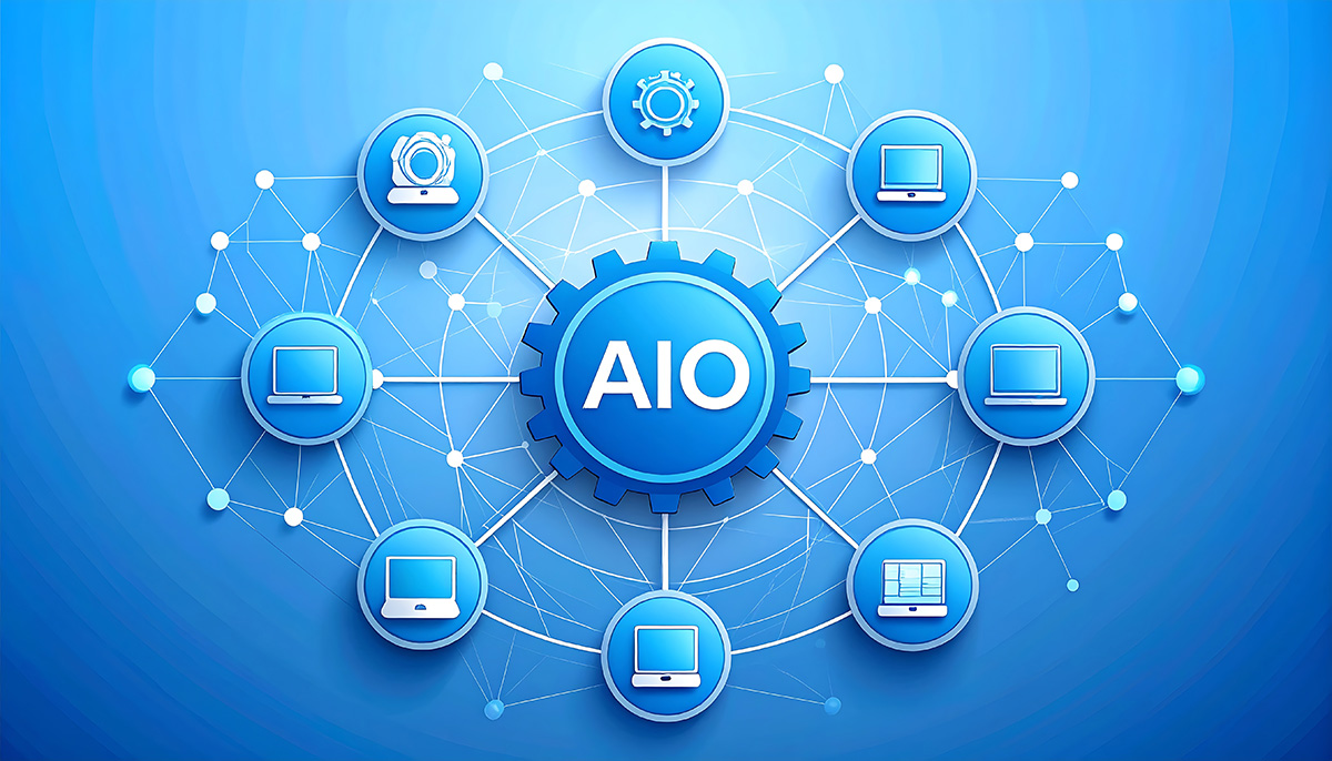 Graphic with AIO in the center