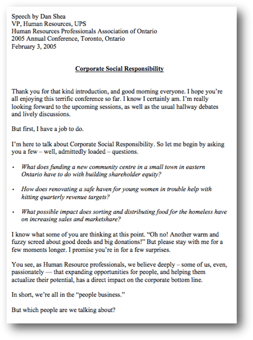 Speech Writing example
